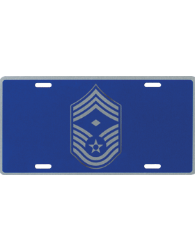 License Plate, Silver, USAF Chief Mst Sgt w.Diamond on Blue