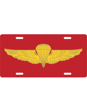 License Plate, White, Parachurtist, Yellow on Red