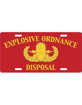 License Plate, White, Explosive Ordnance Disposal, Ylwith Red