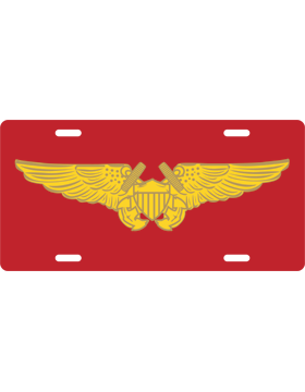 License Plate, Silver, Naval Flight Officer, Yellow on Red