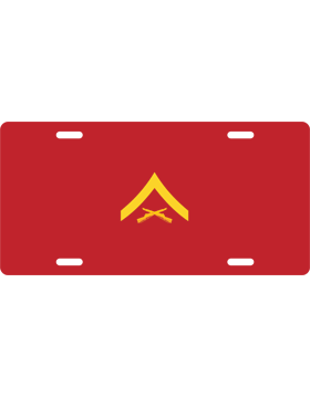 License Plate, White, Lance Corporal, Yellow on Red