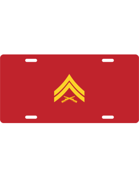 License Plate, Silver, Corporal, Yellow on Red