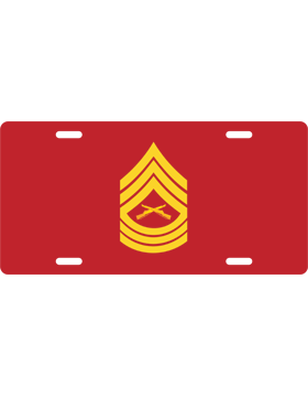 License Plate, White, Master Sergeant, Yellow on Red