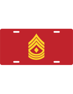 License Plate, White, First Sergeant, Yellow on Red