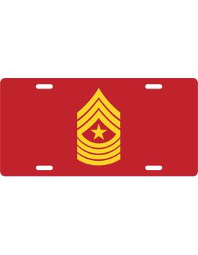 License Plate, Silver, Sergeant Major, Yellow on Red