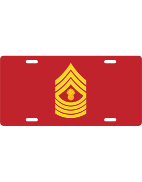 License Plate, Silver, Master Gunnery Sergeant, Yellowith Red