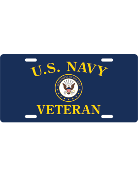 License Plate, White, US Navy Veteran with Seal on Navy