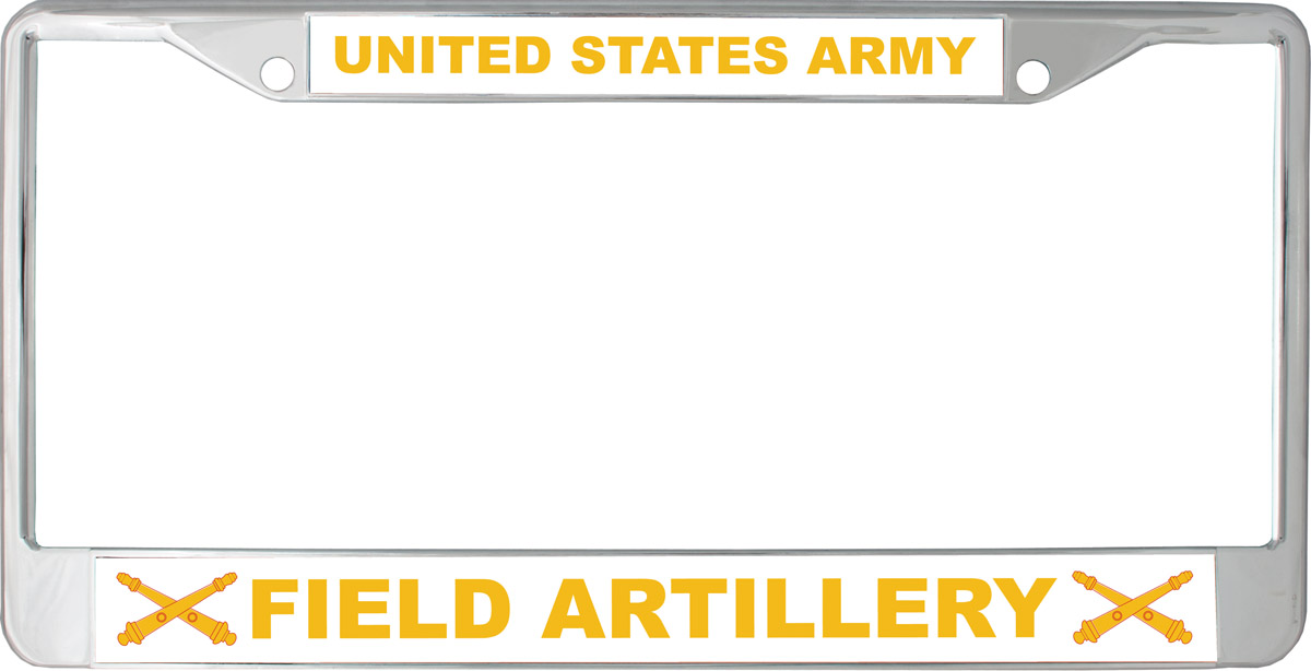 License Plate Frame US Army FIeld Artillery Gold/Red US Military