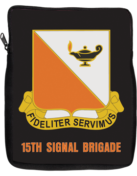 iPad Sleeve 15th Signal Brigade Crest on Black 1 Sided