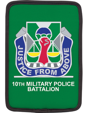 Laptop Sleeve 10th Military Police Battalion Crest on Green