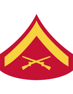 USMC Chevron Magnet Gold on Red Lance Corporal