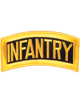 Infantry Tab Gold on Black 5 1/2in x 2in