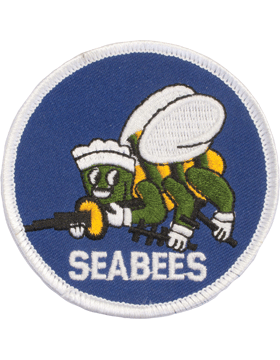Seabees Round Patch with White Border 3in