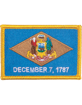 Delaware 2in x 3in Flag (N-S-DE1) with Gold Border