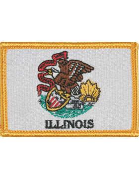 Illinois 2in x 3in Flag (N-S-IL1) with Gold Border