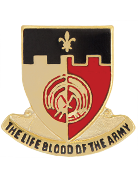 No-Shine (NS-T-C-0064A) 64 Support Bn Crest Tie Tac (The Life Blood Of The Army)