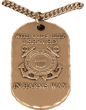 NS-734B, Saint Michael with In Harms Way/US Navy, Gold 1 1/2in Dog Tag