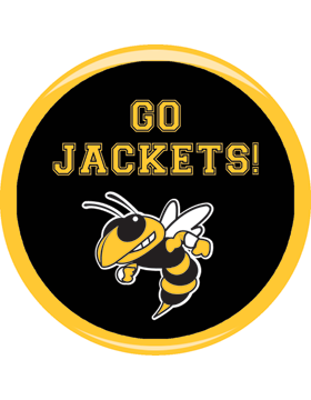 Oxford Yellow Jackets 2.25in Button Pin Back with Mylar Ring