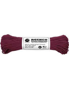 550LB Type III Nylon Paracord 100 Feet Burgundy