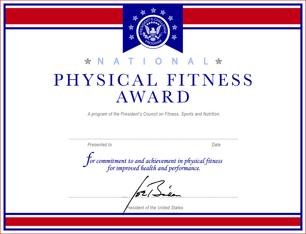 National Physical Fitness Award Certificate, Paper