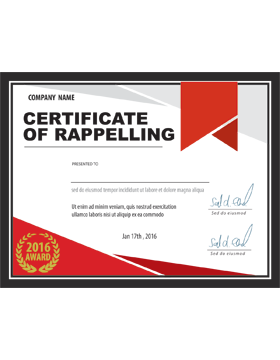 Certificate of Rappelling, Paper