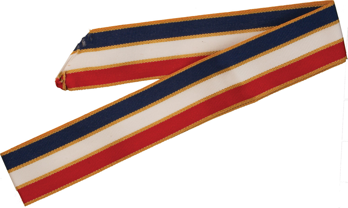 ROTC Neck Drape (RC-D304) Red White and Blue with Gold