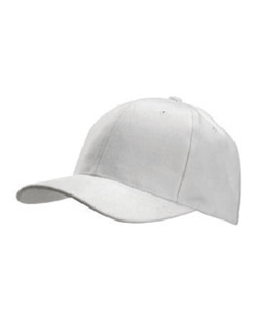 Stock White Brushed Cotton Cap with White Eyelets & Button