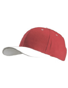 Stock Red Brushed Cotton Cap with White Bill Eyelets & Button