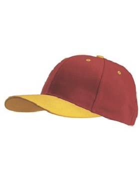Stock Twill Red Cap with Athletic Gold Bill Eyelets & Button