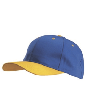 Stock Twill Royal Cap with Athletic Gold Bill Eyelets & Button