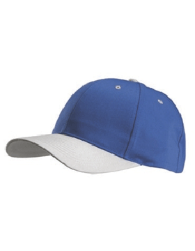 Stock Twill Royal Cap with Gray Bill Eyelets & Button