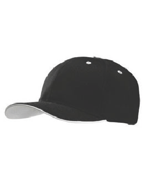 Stock Twill Black Cap with White Trim Eyelets & Button