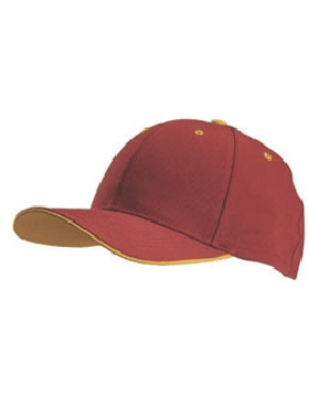 Stock Twill Red Cap with Athletic Gold Trim Eyelets & Button