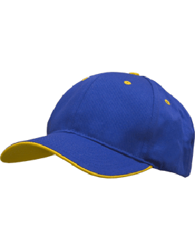 Stock Twill Royal Cap with Old Gold Trim Eyelets & Button