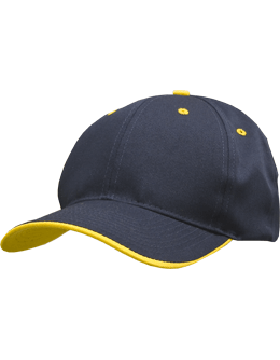 Stock Twill Navy Cap with Athletic Gold Trim Eyelets & Button
