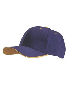 Stock Twill Navy Cap with Old Gold Trim Eyelets & Button
