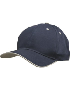 Stock Twill Navy Cap with Gray Trim Eyelets & Button
