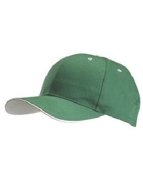 Stock Twill Kelly Green Cap with White Trim Eyelets & Button