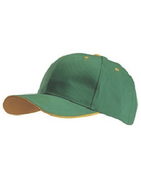 Stock Twill Kelly Green Cap with Athletic Gold Trim Eyelets & Button