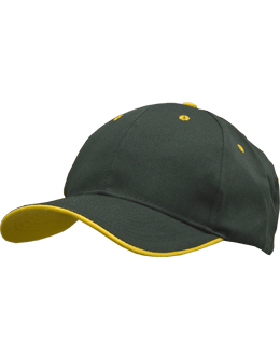 Stock Twill Dark Green Cap with Athletic Gold Trim Eyelets & Button