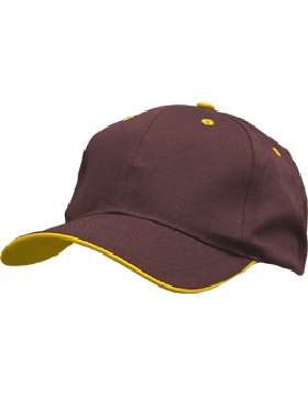 Stock Twill Maroon Cap with Athletic Gold Trim Eyelets & Button