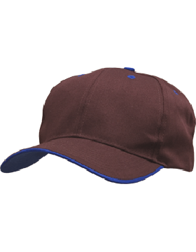 Stock Twill Maroon Cap with Royal Trim Eyelets & Button