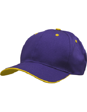 Stock Twill Purple Cap with Athletic Gold Trim Eyelets & Button