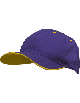 Stock Twill Purple Cap with Old Gold Trim Eyelets & Button