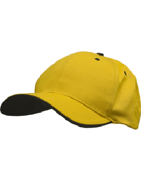 Stock Twill Athletic Gold Cap with Black Trim Eyelets & Button