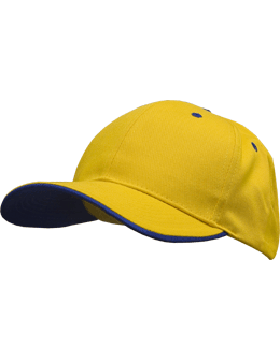 Stock Twill Athletic Gold Cap with Royal Trim Eyelets & Button