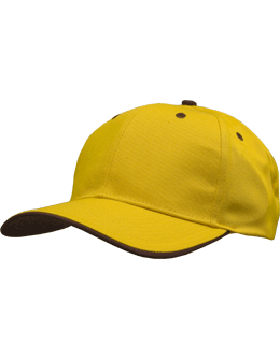 Stock Twill Athletic Gold Cap with Maroon Trim Eyelets & Button