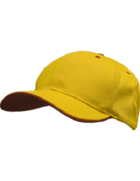 Stock Twill Athletic Gold Cap with Red Trim Eyelets & Button