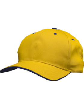 Stock Twill Old Gold Cap with Royal Trim Eyelets & Button