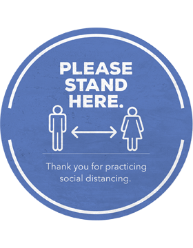 Social Distancing Please Stand Here Walk and Wall 12in. Decal-Marker